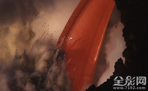 无人机拍摄火山喷发时意外坠落 无人机坠毁前拍摄的火山岩浆